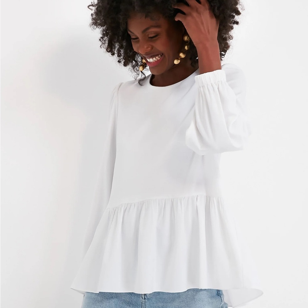 Tuckernuck POMANDER PLACE White Carlota Peplum Blouse Size Small